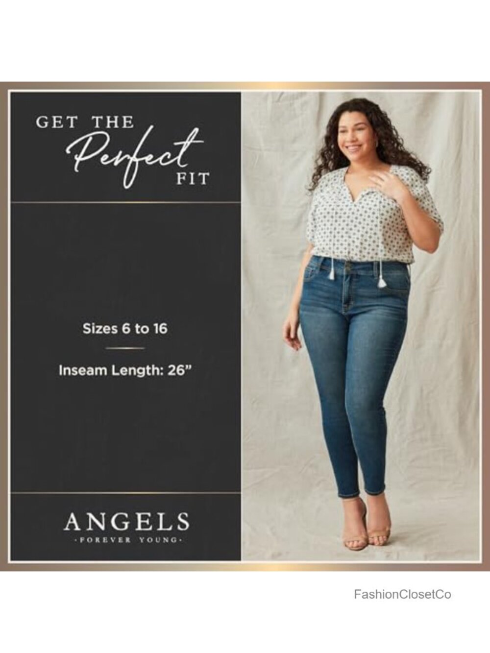 High-Rise Ankle Jeans with Roll Cuff - Straight Leg Stretch Cotton Blend, 26" - Picture 6 of 6